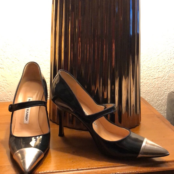 Manolo Silver Tip Mary Janes - Picture 1 of 1